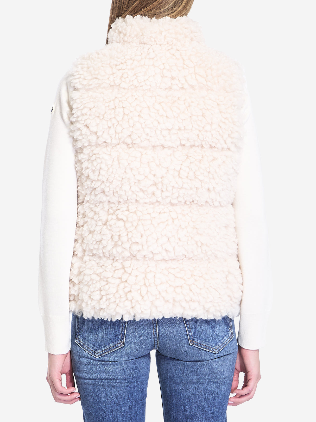 MONCLER Cream Teddy Down Vest for Women - Regular Fit