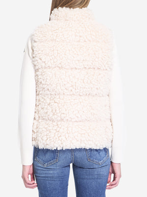 MONCLER Cream Teddy Down Vest for Women - Regular Fit