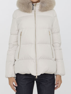 MONCLER Women's Mini Down Jacket with Detachable Shearling Collar