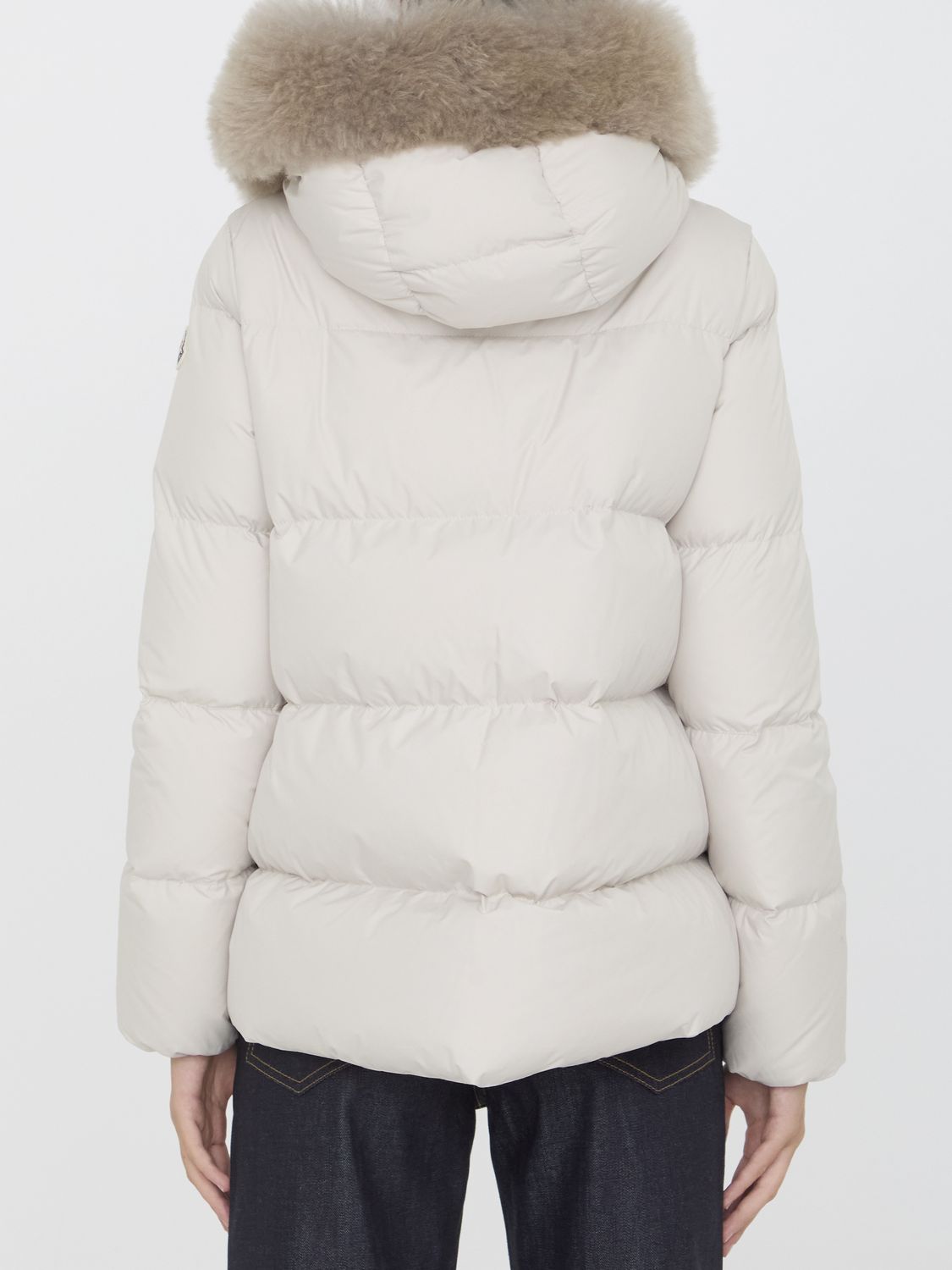 MONCLER Women's Mini Down Jacket with Detachable Shearling Collar