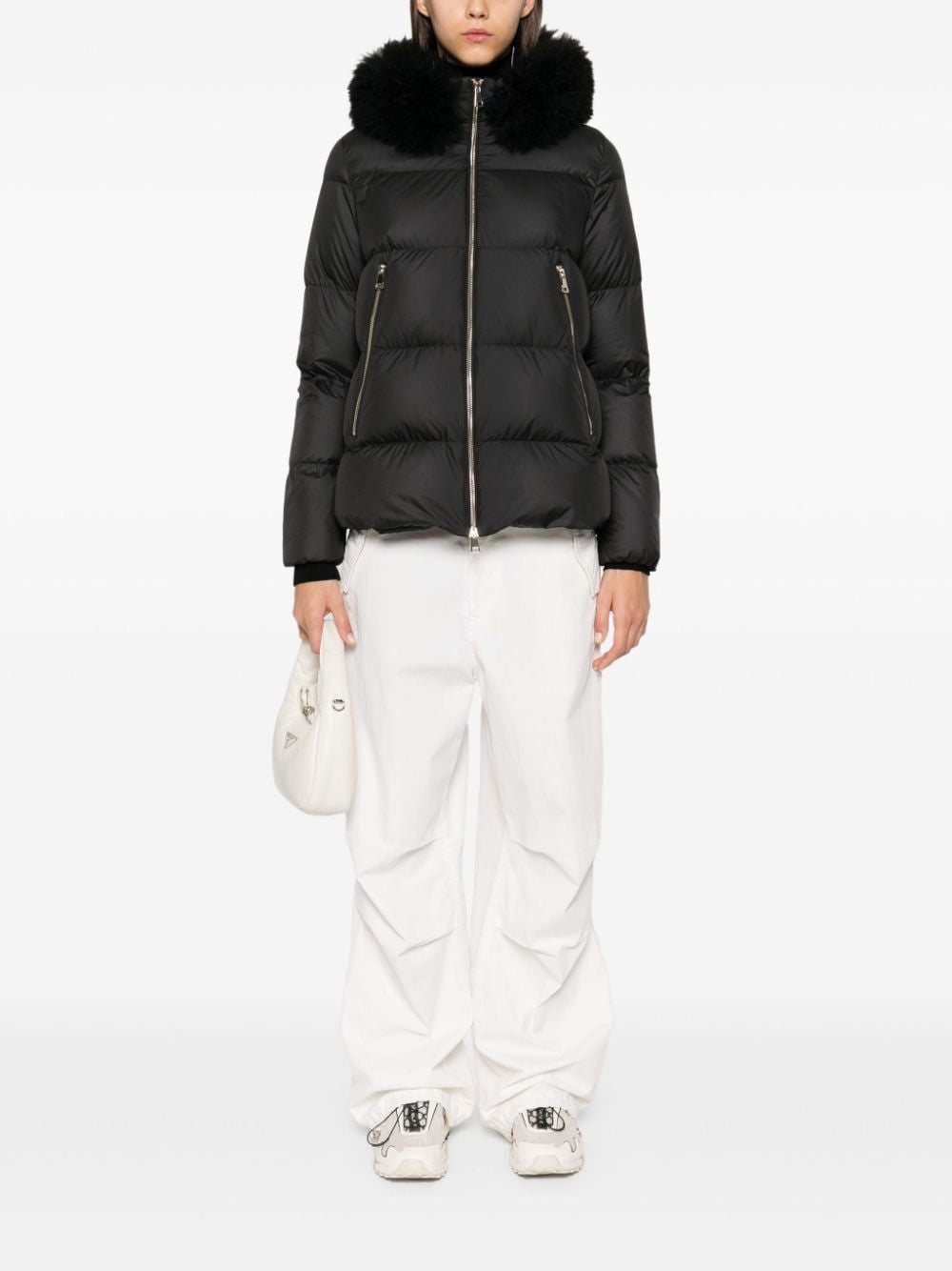 MONCLER Mini Faux Fur Short Parka Jacket for Women