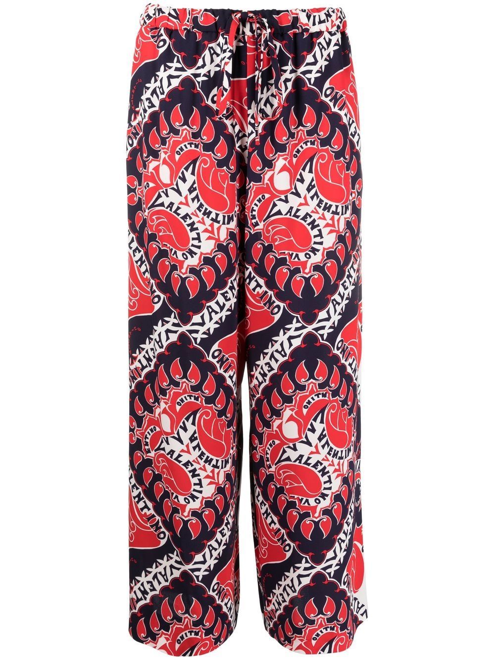 VALENTINO Silk Trousers for Women in Rosso, Avorio, and Navy for FW22