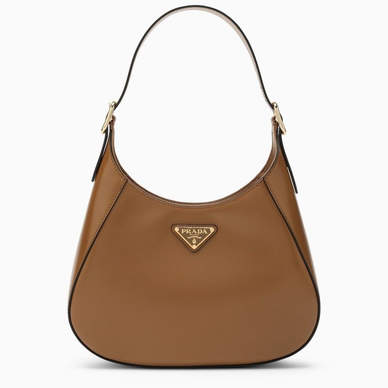 PRADA Mini Elegant Brown Leather Shoulder Handbag