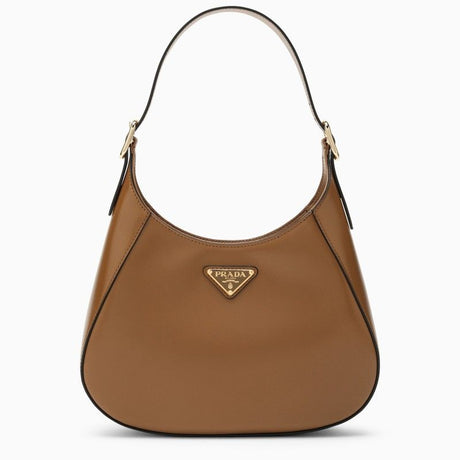 PRADA Mini Elegant Brown Leather Shoulder Handbag