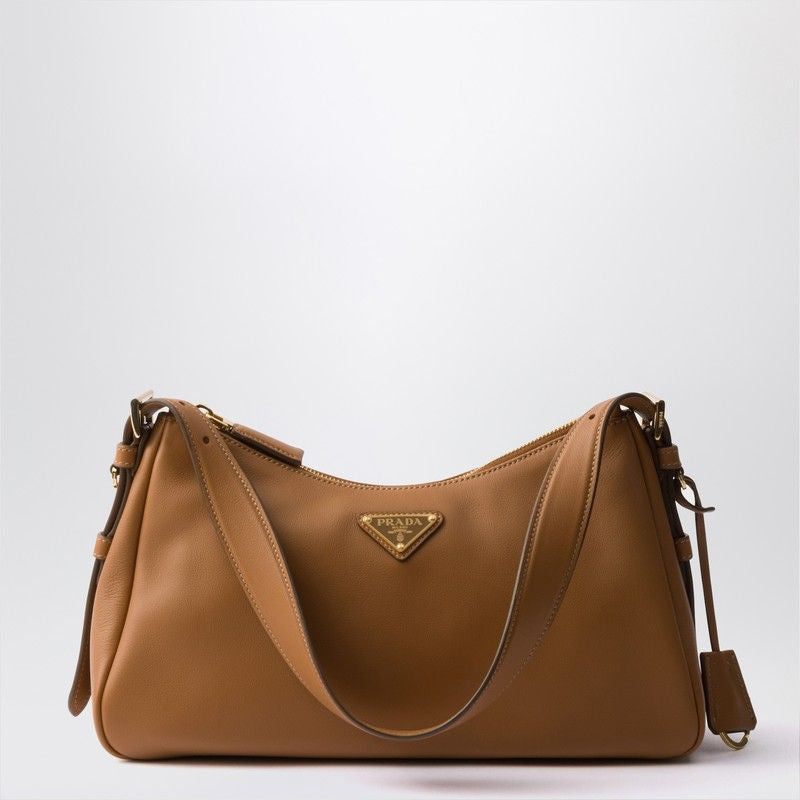 PRADA Medium Caramel Leather Shoulder Bag