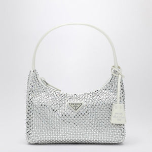 PRADA Mini Crystal-Embellished White Handbag