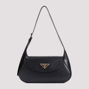 PRADA Black Leather Shoulder Handbag for Women - FW24 Collection