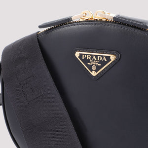 PRADA Black Leather Bandoliera Shoulder Bag for Women - FW24