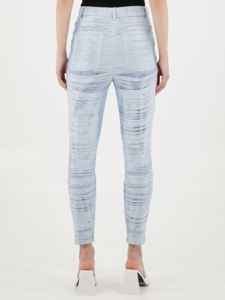 Light-Blue Mesh Fringe Pants for Women