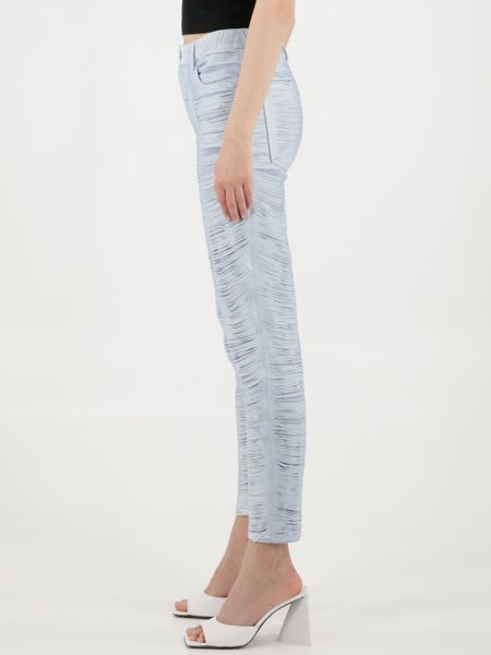 Light-Blue Mesh Fringe Pants for Women