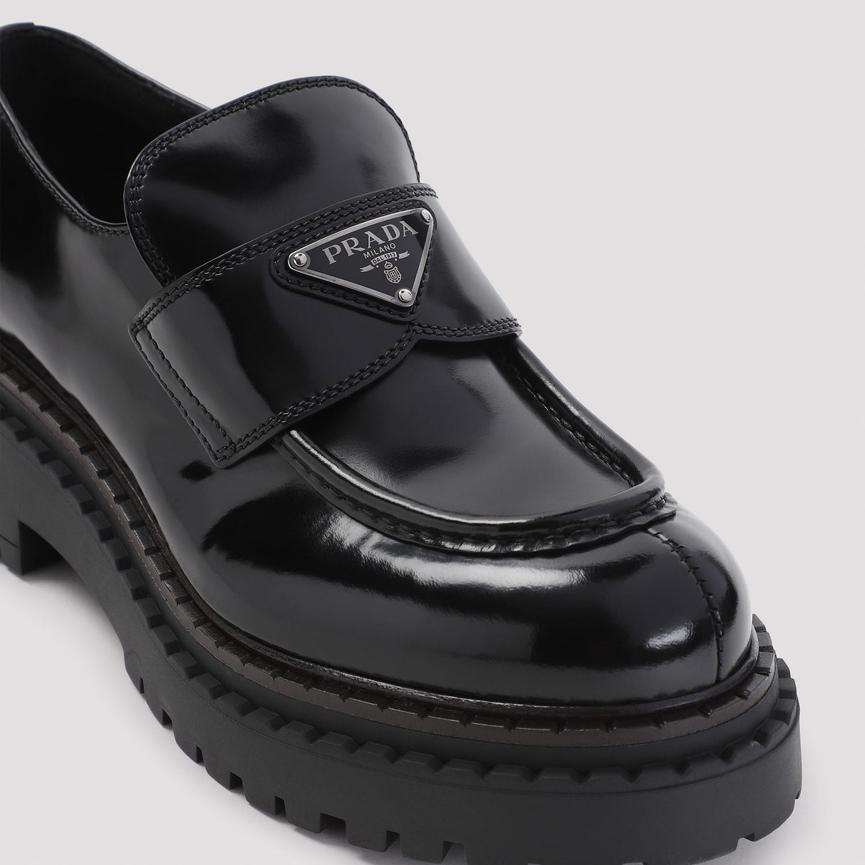 PRADA Elegant Black Leather Loafers