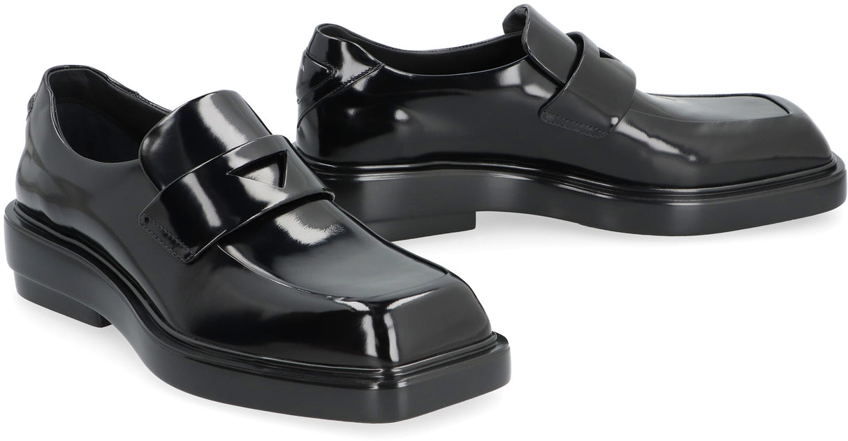 PRADA Men's Black Leather Loafers for SS24 Collection