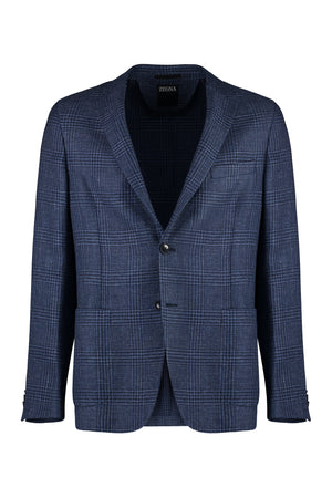 ZEGNA Navy Prince of Wales Check Blazer for Men