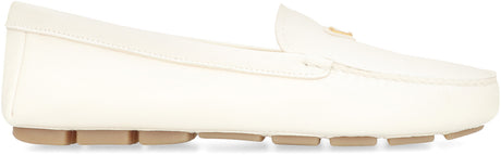 PRADA Ivory Grainy Leather Loafers