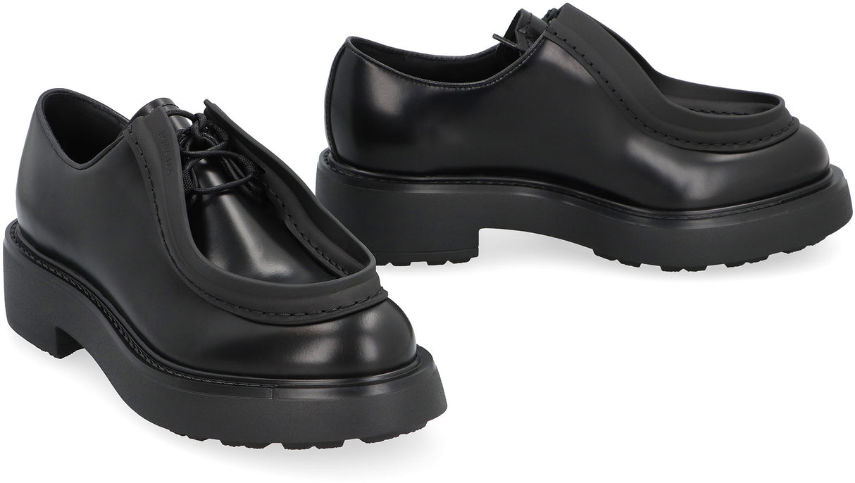PRADA Women's Black Leather Lace-Up Shoes - FW23 Collection