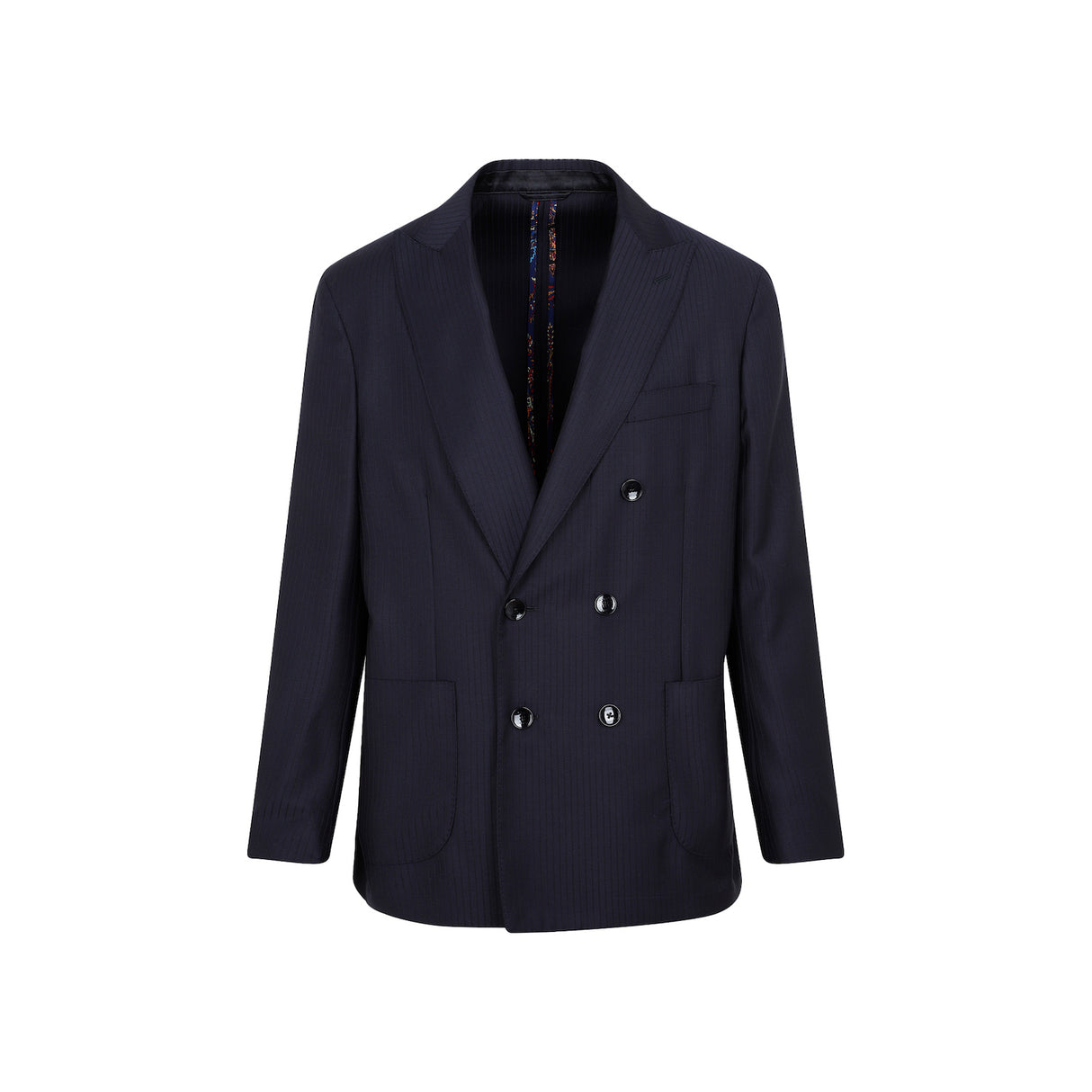 ETRO Men's Blue Striped Wool Double-Breasted Blazer for SS23