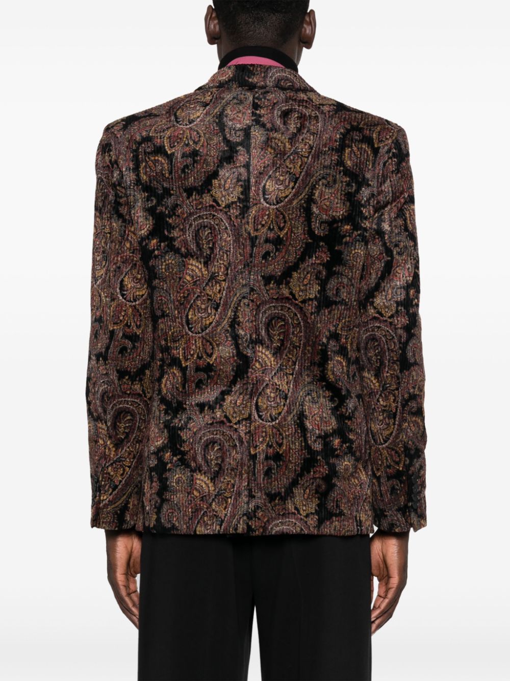 ETRO Men's Paisley Double-Breasted Blazer with Corduroy from FW24 Collection