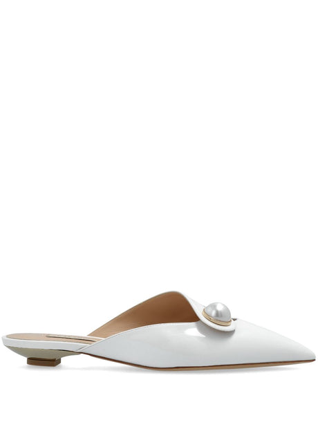 CASADEI Elegant Leather Ballet Flats with Faux-Pearl Accents