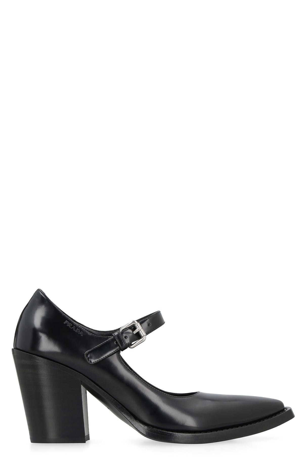 PRADA Elegant Black Leather Pumps with Adjustable Buckle