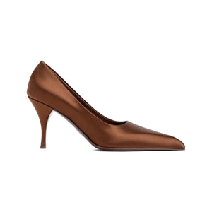 أحذية بامب ذات لون بني أنيقة من الحرير للنساء - مجموعة SS24