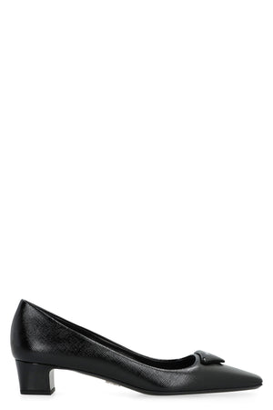 PRADA Elegant Leather Block Heel Pumps