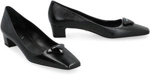 PRADA Elegant Leather Block Heel Pumps