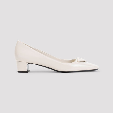 PRADA Elegant White Saffiano Leather Pumps with 1.4-inch Heel