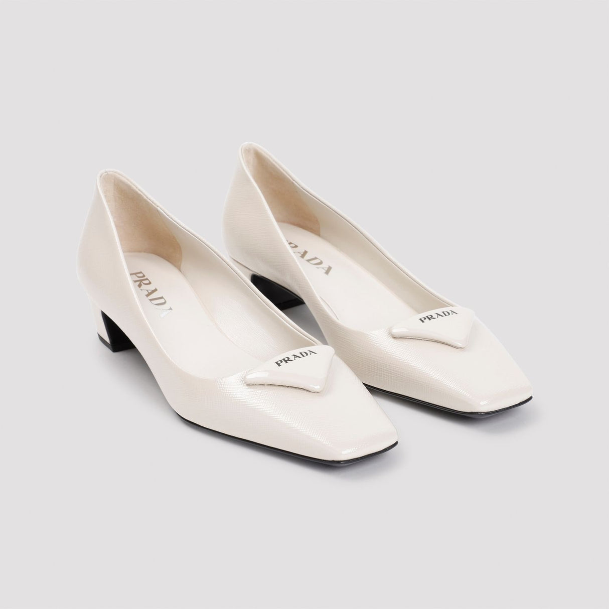 PRADA Elegant White Saffiano Leather Pumps with 1.4-inch Heel