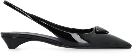 Black Patent Leather Pointy Toe Slingback Pumps for Women