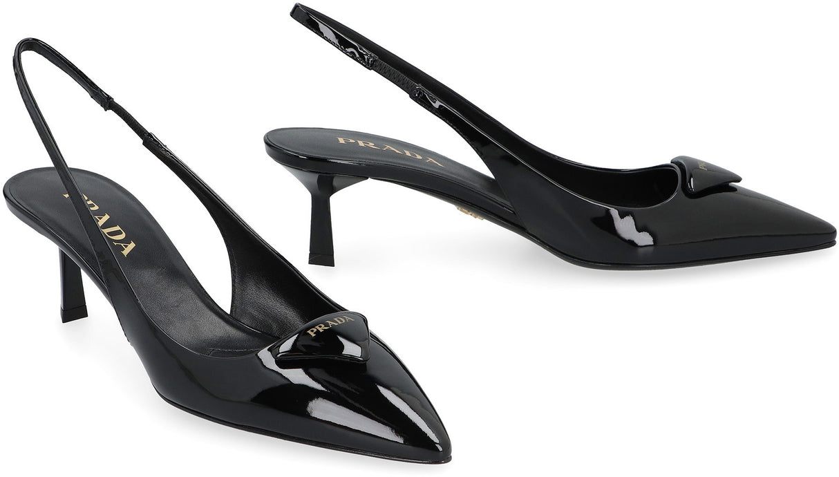 PRADA Black Patent Leather Slingback Pumps for Women - SS24