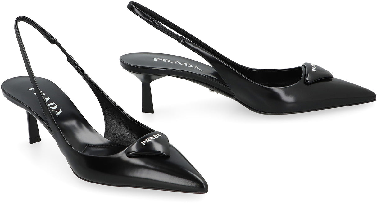 PRADA Elegant Leather Slingback Pumps with Pointed Toe