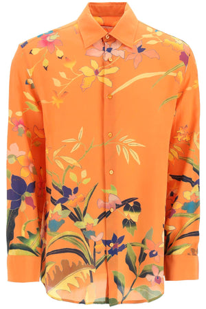 ETRO Men's Long Sleeved Flower Print Silk Shirt