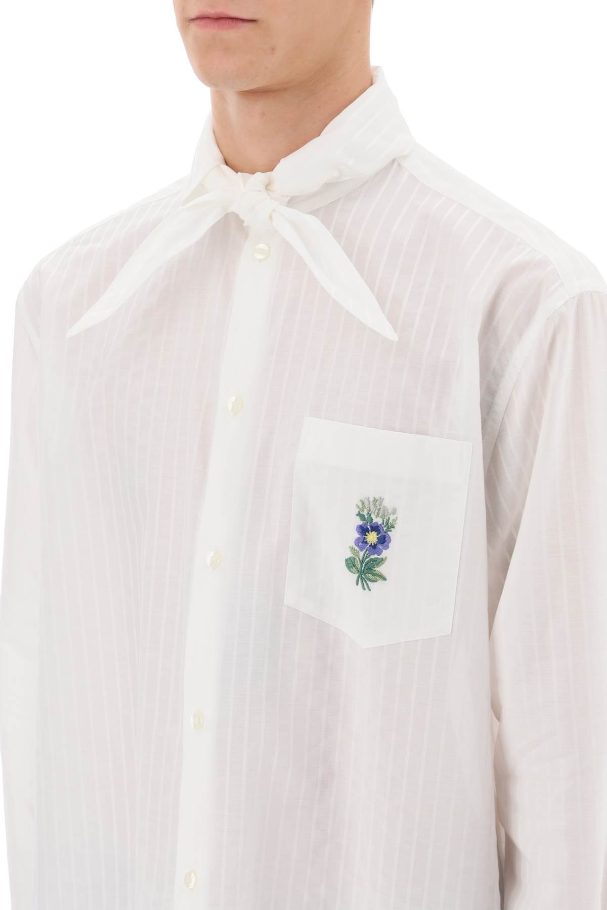 ETRO Men's Striped Shirt with Scarf Collar - White