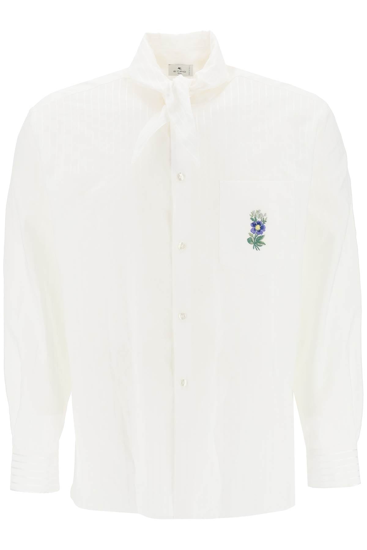 ETRO Men's Striped Shirt with Scarf Collar - White