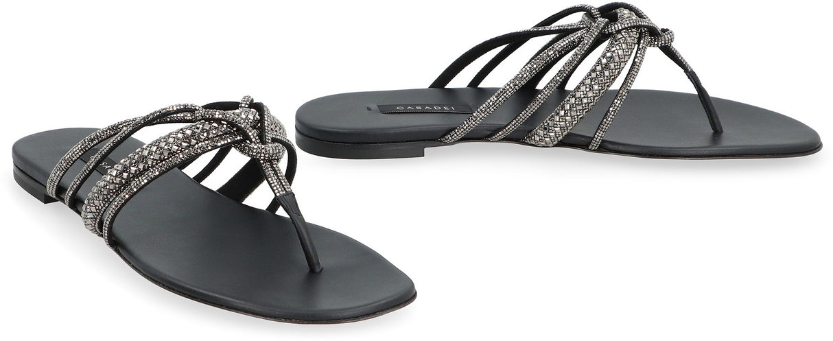 CASADEI LEATHER FLAT SANDALS
