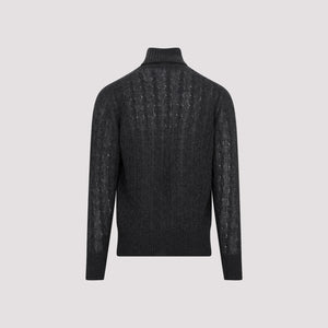 ETRO Grey Cable-Knit Cashmere Sweater for Men