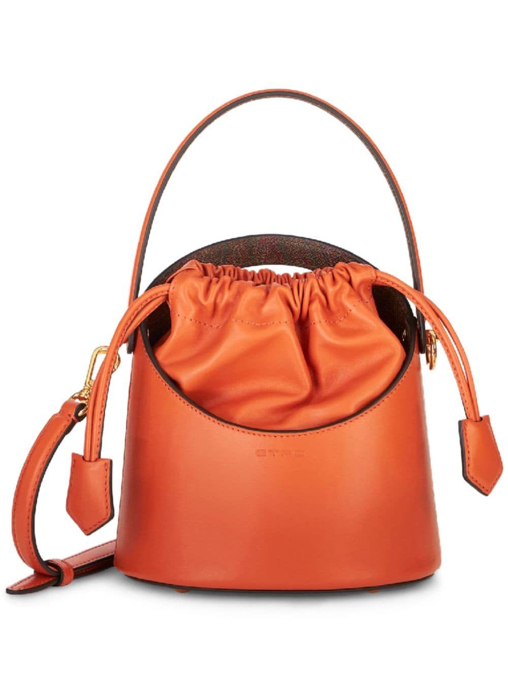 Mini Bucket Handbag with Multicolor Paisley Print for Women