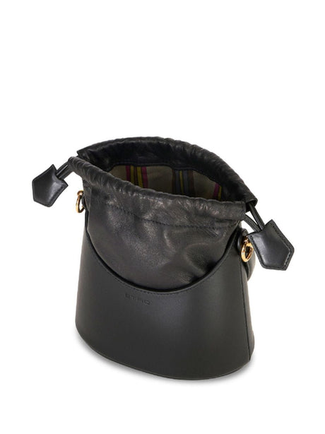 时尚黑色女士斜挎桶袋，采用100%真皮，FW23