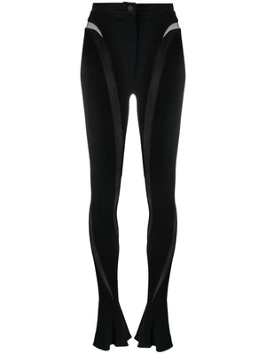 SHEER PANEL BLACK LEGGINGS FOR WOMEN