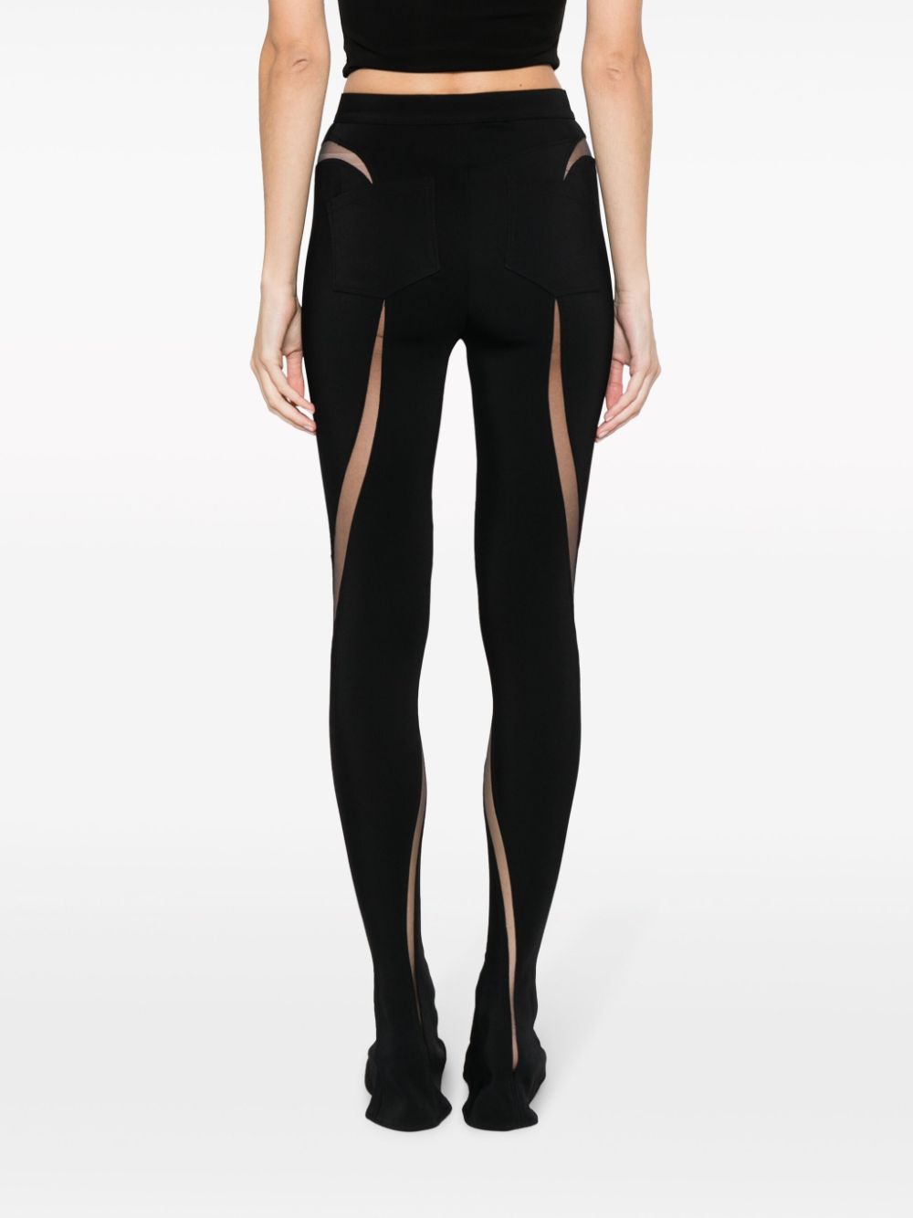 Sheer-Paneled Black Leggings for Women - FW23 Collection