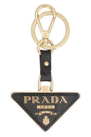 PRADA Classic Black Leather Keyring for Women - FW23 Collection