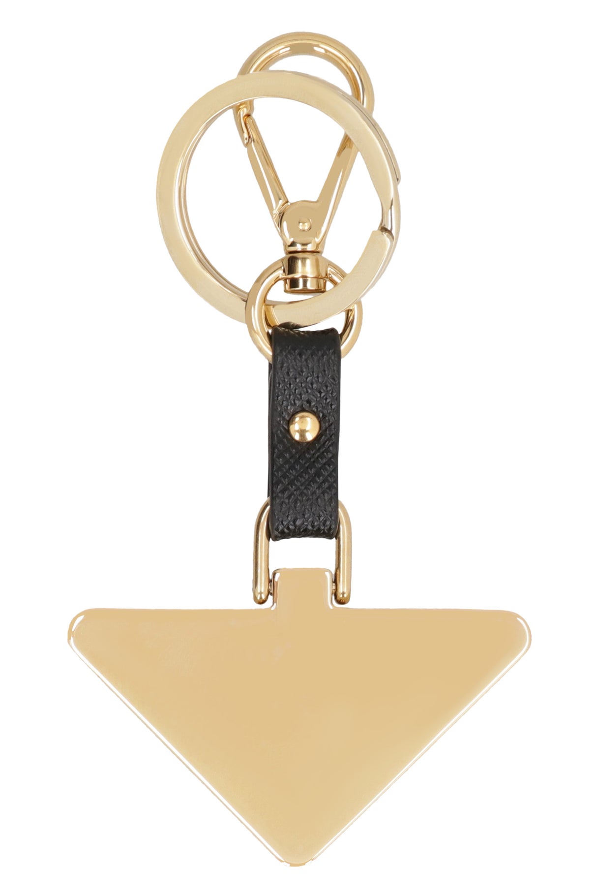 PRADA Classic Black Leather Keyring for Women - FW23 Collection