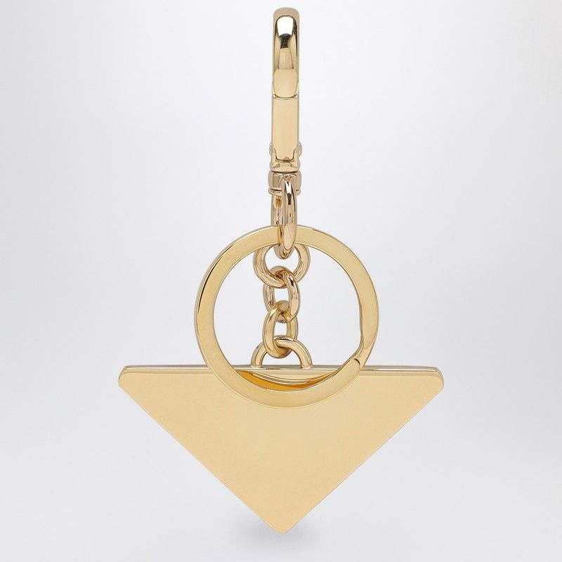 PRADA Elegant Gold-Metal Keyring with Lobster Clasp