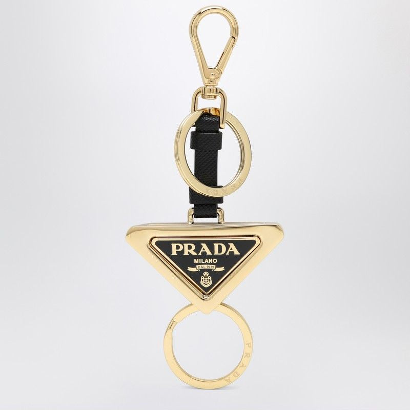 PRADA Divisible Mini Leather and Metal Key Ring