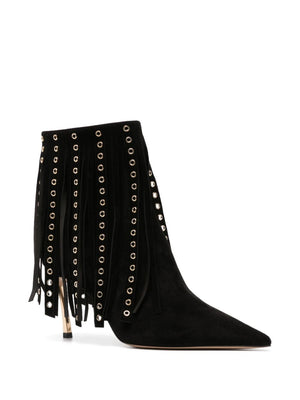 CASADEI Mid Stiletto Fringe Detail Leather Boots