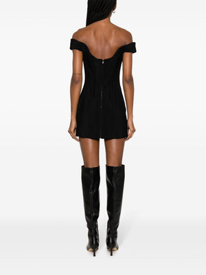 MUGLER Elegant Black Off-shoulder Corset Mini Dress for Women
