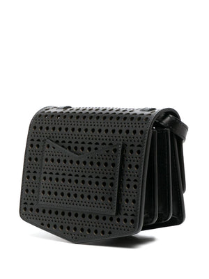 ALAIA Black Perforated Crossbody Shoulder Bag for Women - FW23 Collection