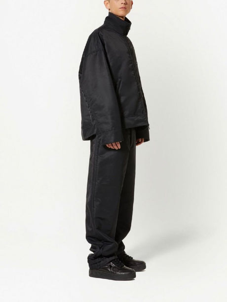 VALENTINO Black Oversized Nylon Cargo Pants with Roman Stud Detail for Men