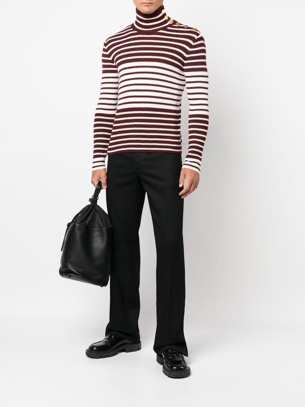 Men's Ivory and Bordeaux Knit Wool Sweater for FW22