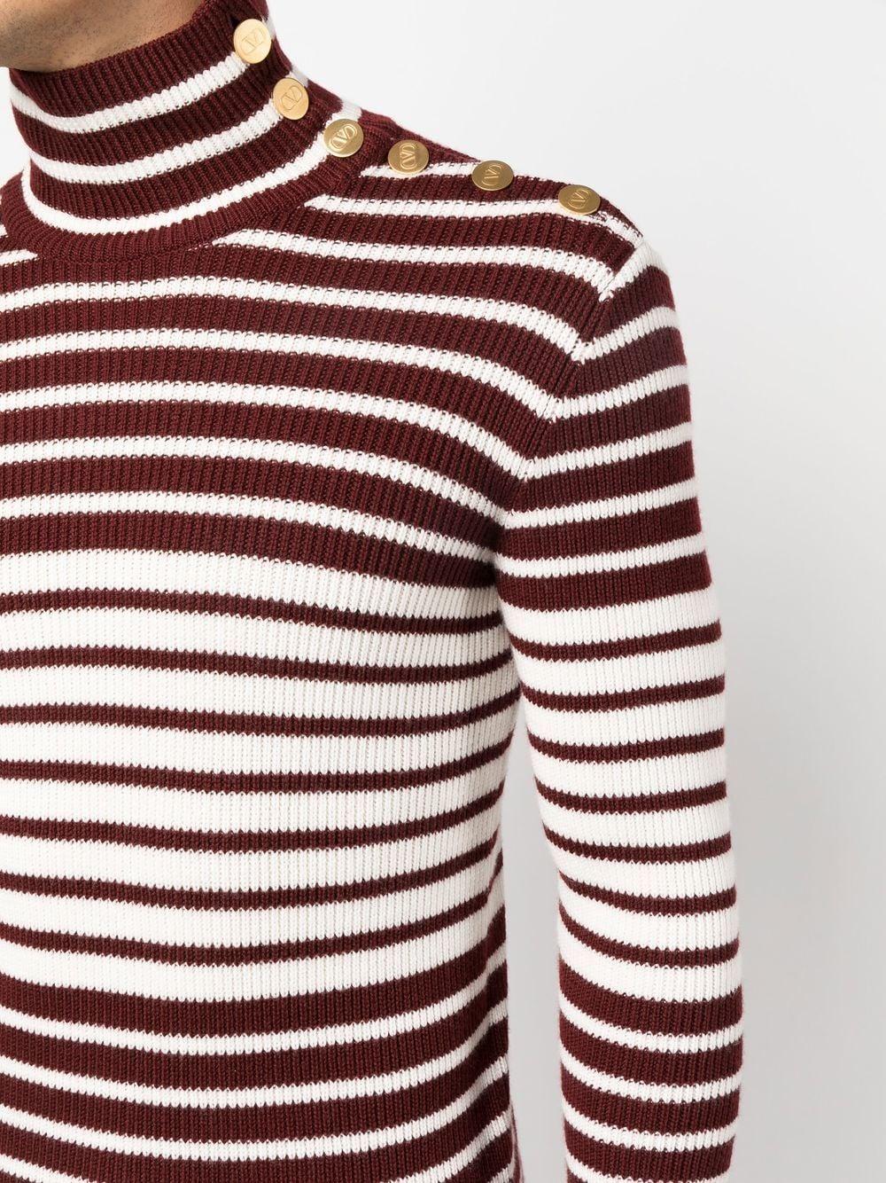 Men's Ivory and Bordeaux Knit Wool Sweater for FW22